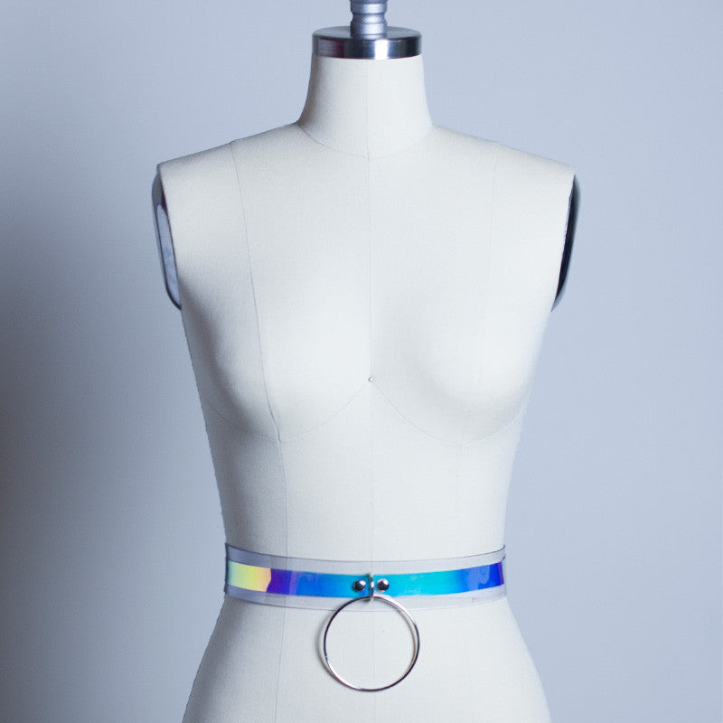 Apatico Gothic Millinery Harnesses Holographic O Belt