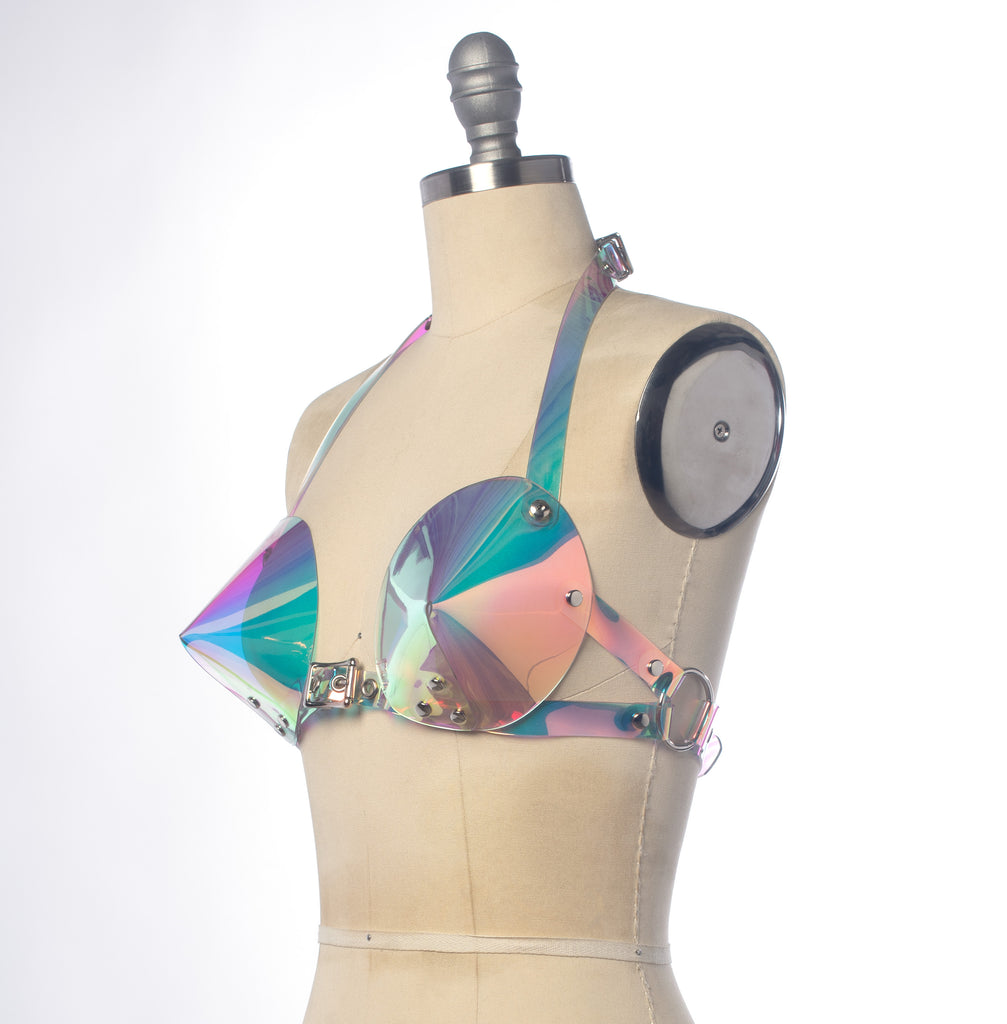 iHeartRaves Wild One Holographic Bra Body Harness (Iridescent, One