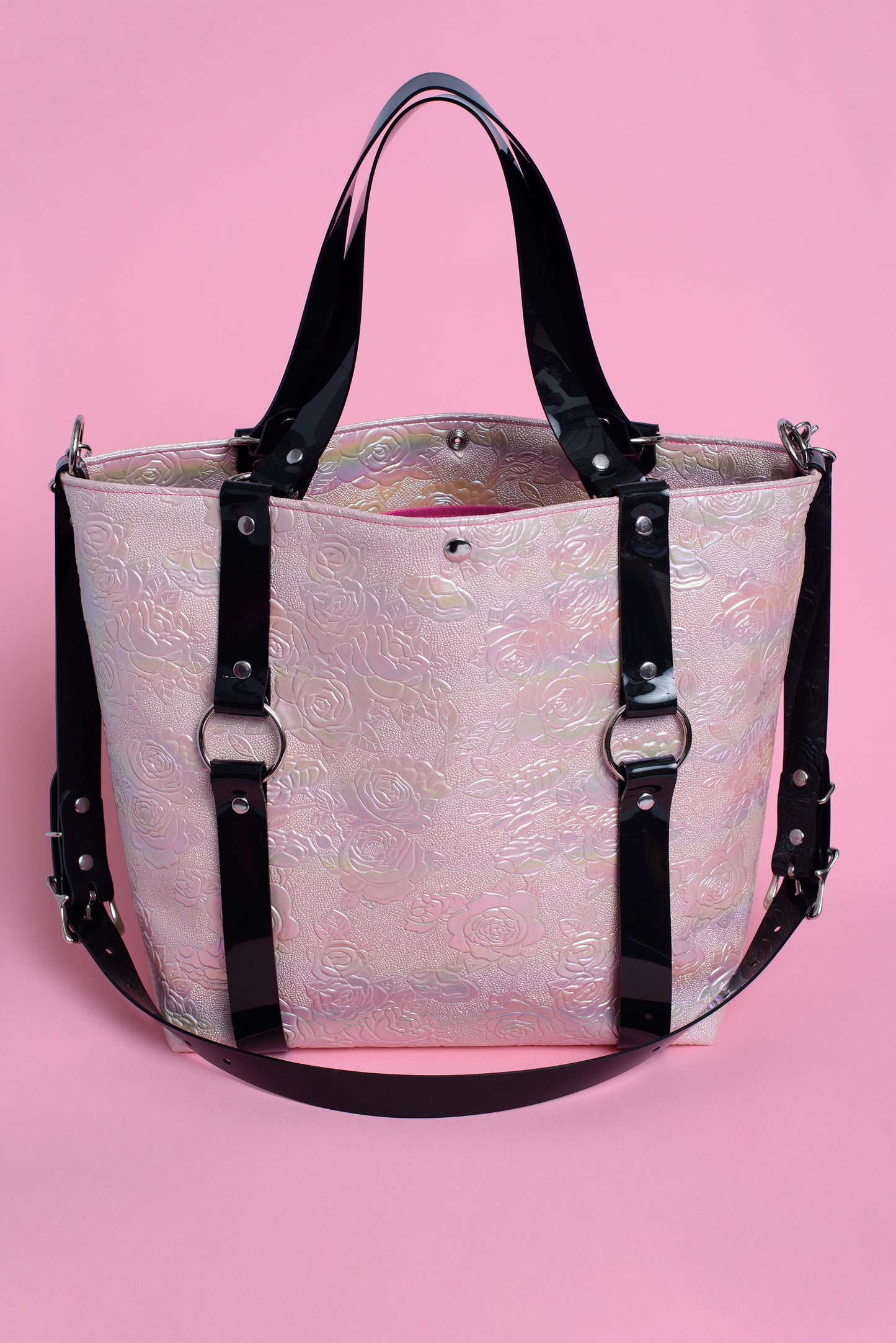 XL Iridescent Floral Harness Tote Bag