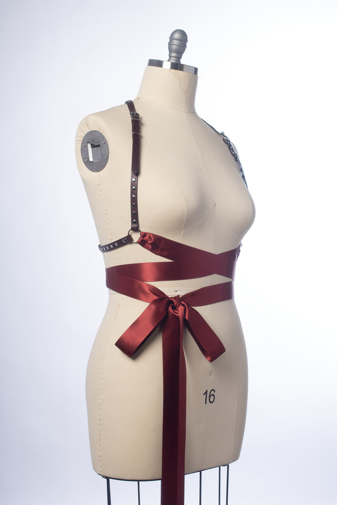 Apatico - Studded Contessa Harness - Satin Ribbon Wrap Belt