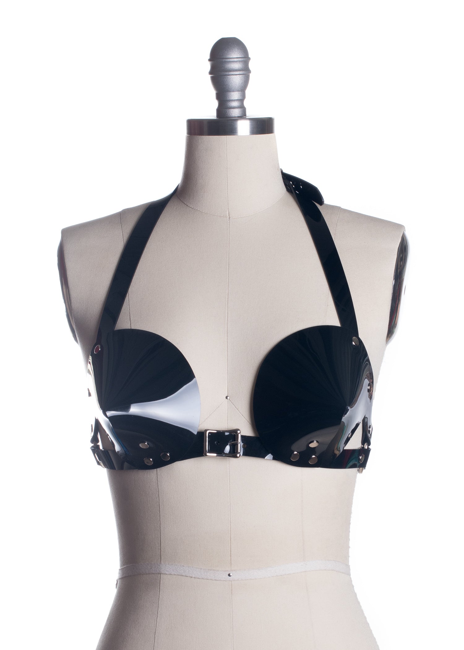 Post-apocalypse Furiosa harness lace bra top high neck bondage top leatherette dom