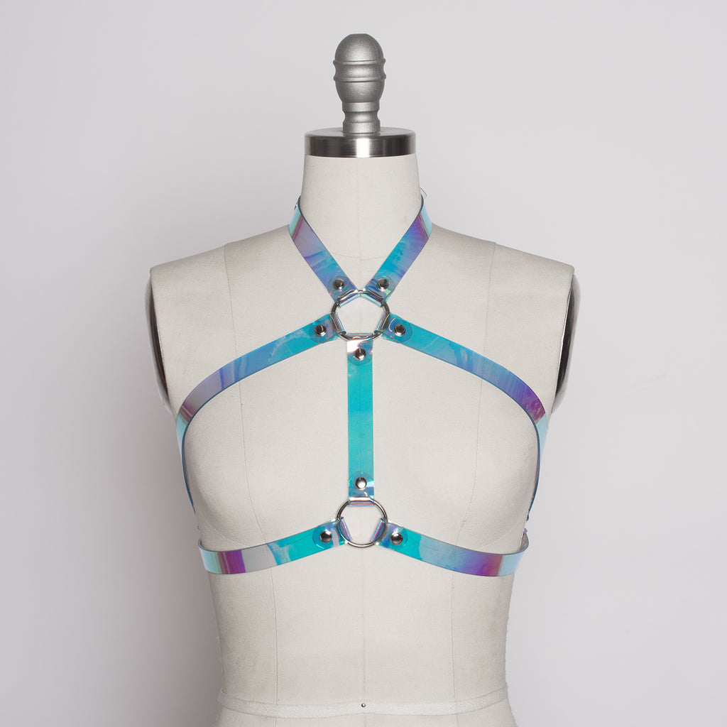 Club Exx Clear Holographic PVC Bra Top - Blue/Purple in 2024