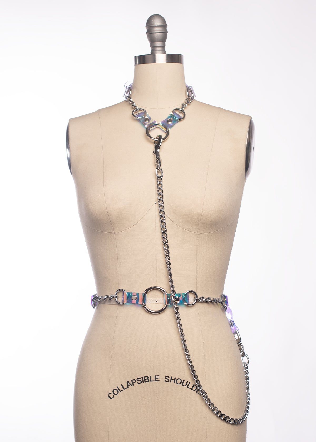 Holographic Industrial Draped Chain Harness Set