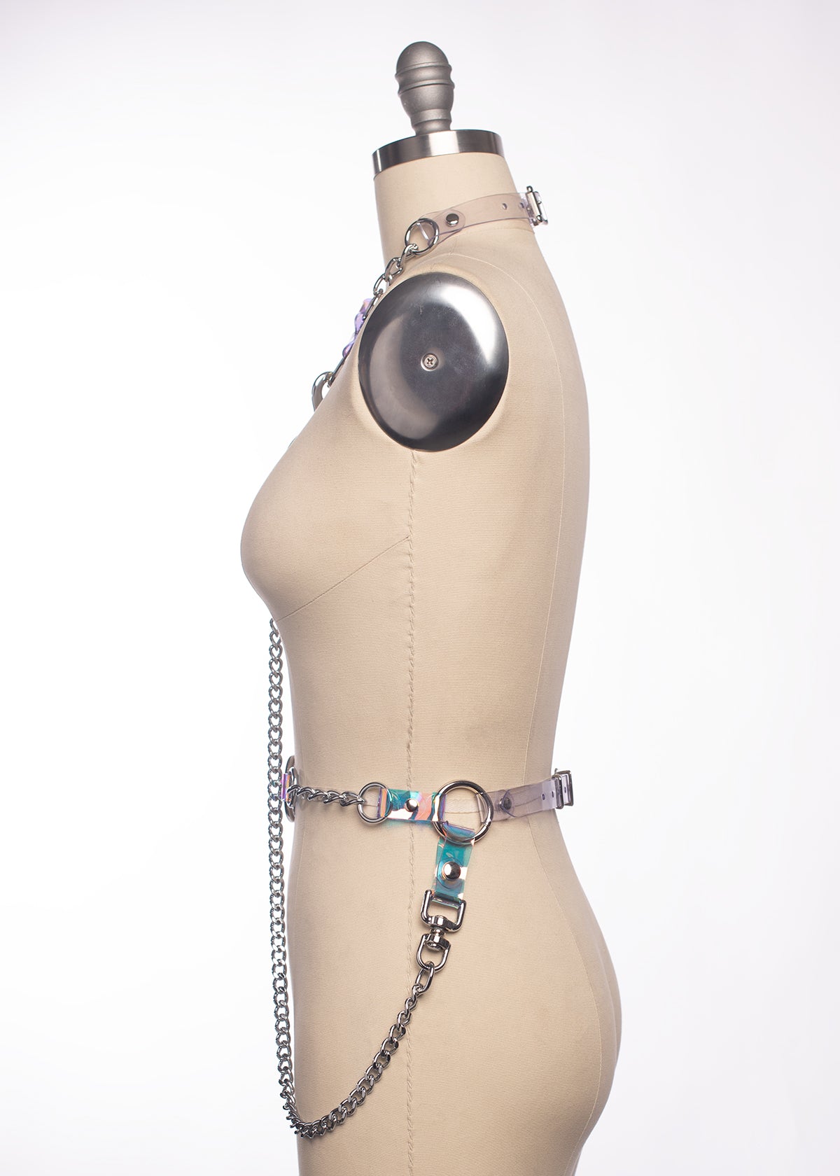 Holographic Industrial Draped Chain Harness Set