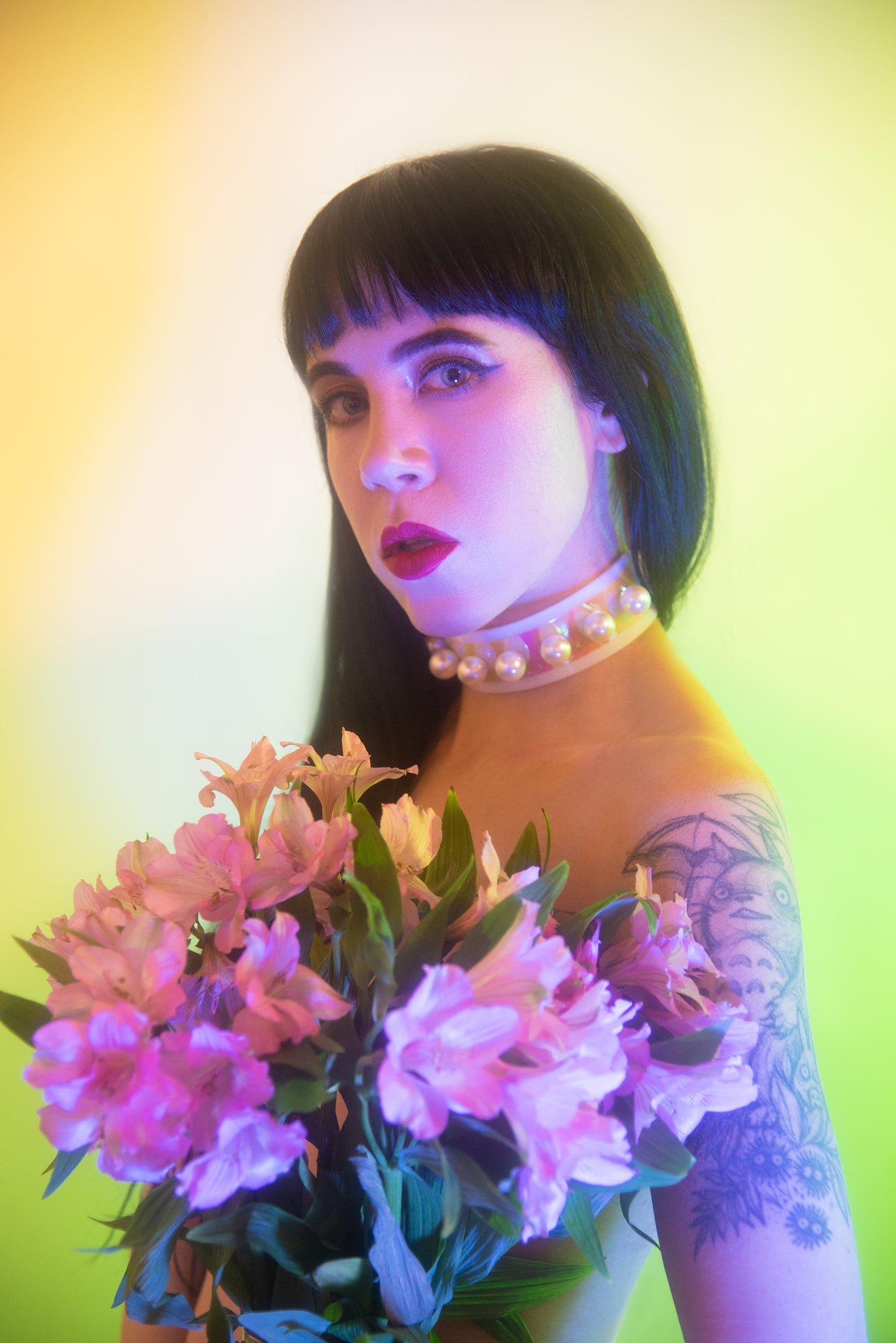 Holographic Persephone Pearl Choker Collar