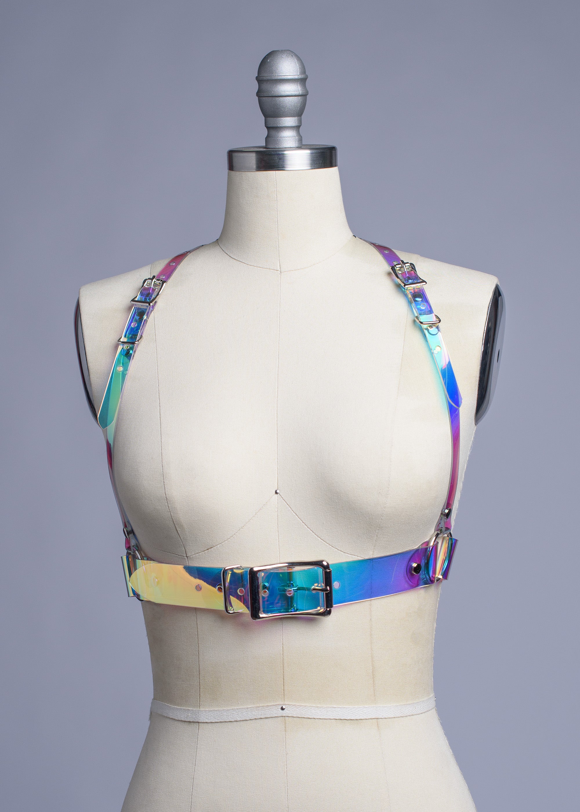 Holographic PVC Chest Harness | Halloween Costume • Pink Pvc Harness • Green Pvc Harness • Transparent Pvc Harness store • Orange Pvc Harness