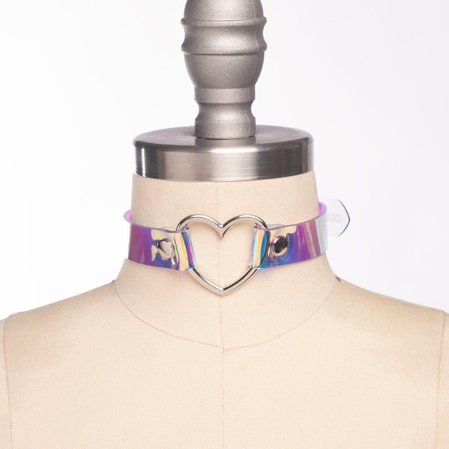 Holographic Heart Ring Choker Collar