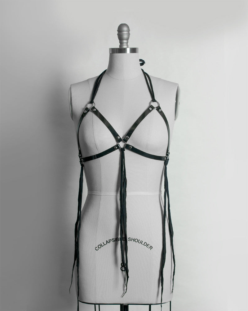 Black Strappy Caged Bralette Harness - NWT